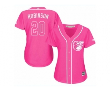 Women's Majestic Baltimore Orioles #20 Frank Robinson Replica Pink Fashion Cool Base MLB Jersey