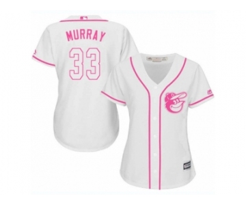 Women's Majestic Baltimore Orioles #33 Eddie Murray Replica White Fashion Cool Base MLB Jersey