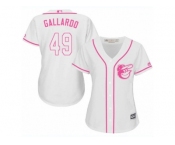 Women's Majestic Baltimore Orioles #49 Yovani Gallardo Replica White Fashion Cool Base MLB Jersey