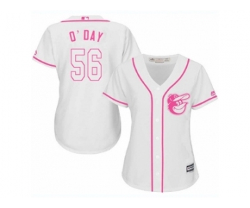 Women's Majestic Baltimore Orioles #56 Darren O'Day Replica White Fashion Cool Base MLB Jersey