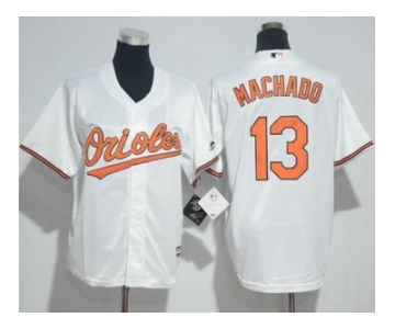 Youth Baltimore Orioles #13 Manny Machado White Cool Base Stitched MLB Jersey