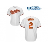 Youth Baltimore Orioles #2 J.J. Hardy White Cool Base Stitched MLB Jersey