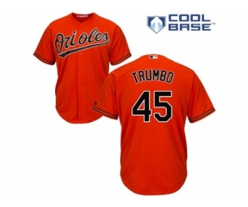 Youth Baltimore Orioles #45 Mark Trumbo Orange Cool Base Stitched MLB Jersey