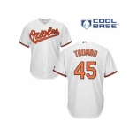 Youth Baltimore Orioles #45 Mark Trumbo White Cool Base Stitched MLB Jersey