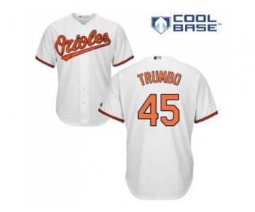 Youth Baltimore Orioles #45 Mark Trumbo White Cool Base Stitched MLB Jersey