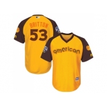 Youth Majestic Baltimore Orioles #53 Zach Britton Authentic Yellow 2016 All-Star American League BP Cool Base MLB Jersey