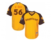 Youth Majestic Baltimore Orioles #56 Darren O'Day Authentic Yellow 2016 All-Star American League BP Cool Base MLB Jersey