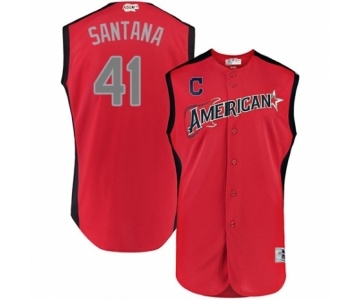 Youth Cleveland Indians #41 Carlos Santana Authentic Red American League 2019 Baseball All-Star Jersey