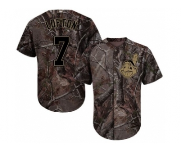 Youth Cleveland Indians #7 Kenny Lofton Camo Realtree Collection Cool Base Stitched MLB Jersey