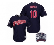 Youth Majestic Cleveland Indians #10 Yan Gomes Authentic Navy Blue Alternate 1 2016 World Series Bound Cool Base MLB Jersey