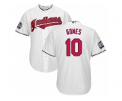 Youth Majestic Cleveland Indians #10 Yan Gomes Authentic White Home 2016 World Series Bound Cool Base MLB Jersey