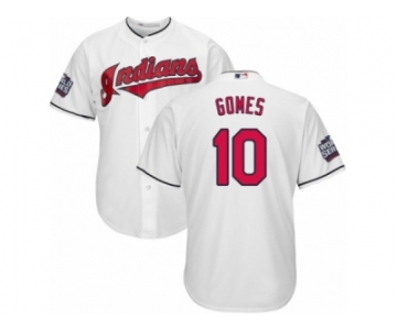 Youth Majestic Cleveland Indians #10 Yan Gomes Authentic White Home 2016 World Series Bound Cool Base MLB Jersey