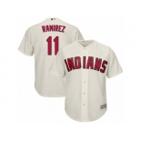 Youth Majestic Cleveland Indians #11 Jose Ramirez Authentic Cream Alternate 2 Cool Base MLB Jersey