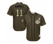 Youth Majestic Cleveland Indians #11 Jose Ramirez Authentic Green Salute to Service MLB Jersey