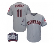 Youth Majestic Cleveland Indians #11 Jose Ramirez Authentic Grey Road 2016 World Series Bound Cool Base MLB Jersey