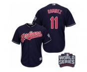 Youth Majestic Cleveland Indians #11 Jose Ramirez Authentic Navy Blue Alternate 1 2016 World Series Bound Cool Base MLB Jersey