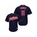 Youth Majestic Cleveland Indians #11 Jose Ramirez Authentic Navy Blue Alternate 1 Cool Base MLB Jersey