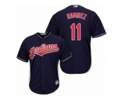 Youth Majestic Cleveland Indians #11 Jose Ramirez Authentic Navy Blue Alternate 1 Cool Base MLB Jersey