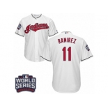 Youth Majestic Cleveland Indians #11 Jose Ramirez Authentic White Home 2016 World Series Bound Cool Base MLB Jersey