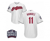 Youth Majestic Cleveland Indians #11 Jose Ramirez Authentic White Home 2016 World Series Bound Cool Base MLB Jersey