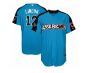 Youth Majestic Cleveland Indians #12 Francisco Lindor Replica Blue American League 2017 MLB All-Star MLB Jersey