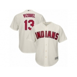 Youth Majestic Cleveland Indians #13 Omar Vizquel Authentic Cream Alternate 2 Cool Base MLB Jersey