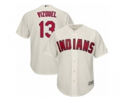 Youth Majestic Cleveland Indians #13 Omar Vizquel Authentic Cream Alternate 2 Cool Base MLB Jersey