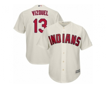 Youth Majestic Cleveland Indians #13 Omar Vizquel Authentic Cream Alternate 2 Cool Base MLB Jersey