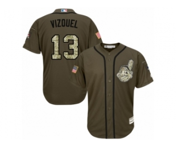 Youth Majestic Cleveland Indians #13 Omar Vizquel Authentic Green Salute to Service MLB Jersey