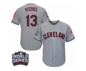 Youth Majestic Cleveland Indians #13 Omar Vizquel Authentic Grey Road 2016 World Series Bound Cool Base MLB Jersey