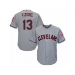 Youth Majestic Cleveland Indians #13 Omar Vizquel Authentic Grey Road Cool Base MLB Jersey