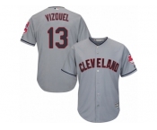 Youth Majestic Cleveland Indians #13 Omar Vizquel Authentic Grey Road Cool Base MLB Jersey