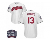 Youth Majestic Cleveland Indians #13 Omar Vizquel Authentic White Home 2016 World Series Bound Cool Base MLB Jersey