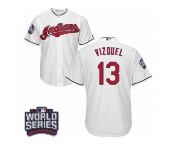 Youth Majestic Cleveland Indians #13 Omar Vizquel Authentic White Home 2016 World Series Bound Cool Base MLB Jersey