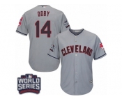 Youth Majestic Cleveland Indians #14 Larry Doby Authentic Grey Road 2016 World Series Bound Cool Base MLB Jersey