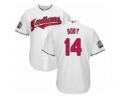 Youth Majestic Cleveland Indians #14 Larry Doby Authentic White Home 2016 World Series Bound Cool Base MLB Jersey