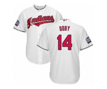 Youth Majestic Cleveland Indians #14 Larry Doby Authentic White Home 2016 World Series Bound Cool Base MLB Jersey