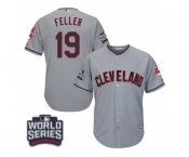 Youth Majestic Cleveland Indians #19 Bob Feller Authentic Grey Road 2016 World Series Bound Cool Base MLB Jersey