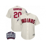 Youth Majestic Cleveland Indians #20 Eddie Robinson Authentic Cream Alternate 2 2016 World Series Bound Cool Base MLB Jersey