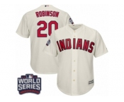 Youth Majestic Cleveland Indians #20 Eddie Robinson Authentic Cream Alternate 2 2016 World Series Bound Cool Base MLB Jersey