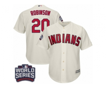 Youth Majestic Cleveland Indians #20 Eddie Robinson Authentic Cream Alternate 2 2016 World Series Bound Cool Base MLB Jersey