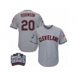 Youth Majestic Cleveland Indians #20 Eddie Robinson Authentic Grey Road 2016 World Series Bound Cool Base MLB Jersey