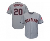 Youth Majestic Cleveland Indians #20 Eddie Robinson Authentic Grey Road Cool Base MLB Jersey