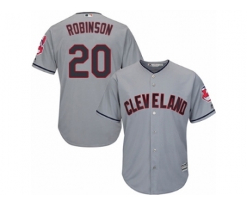 Youth Majestic Cleveland Indians #20 Eddie Robinson Authentic Grey Road Cool Base MLB Jersey