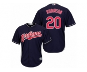 Youth Majestic Cleveland Indians #20 Eddie Robinson Authentic Navy Blue Alternate 1 Cool Base MLB Jersey