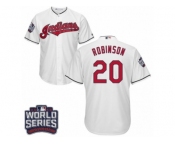 Youth Majestic Cleveland Indians #20 Eddie Robinson Authentic White Home 2016 World Series Bound Cool Base MLB Jersey