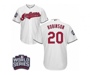 Youth Majestic Cleveland Indians #20 Eddie Robinson Authentic White Home 2016 World Series Bound Cool Base MLB Jersey