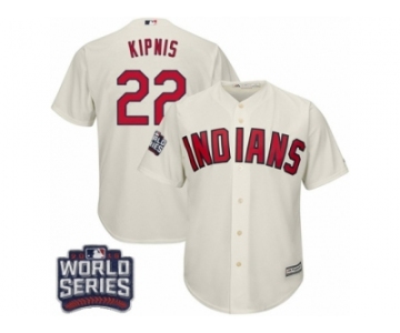 Youth Majestic Cleveland Indians #22 Jason Kipnis Authentic Cream Alternate 2 2016 World Series Bound Cool Base MLB Jersey