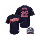 Youth Majestic Cleveland Indians #22 Jason Kipnis Authentic Navy Blue Alternate 1 2016 World Series Bound Cool Base MLB Jersey