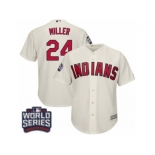 Youth Majestic Cleveland Indians #24 Andrew Miller Authentic Cream Alternate 2 2016 World Series Bound Cool Base MLB Jersey